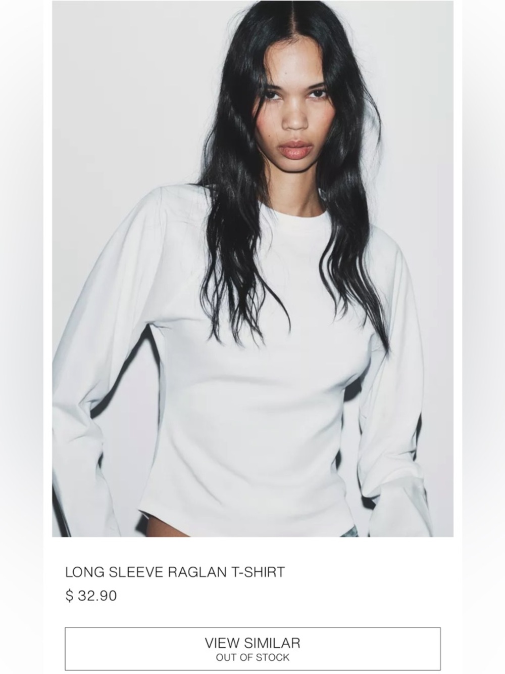Zara White Raglan Longsleeve Top